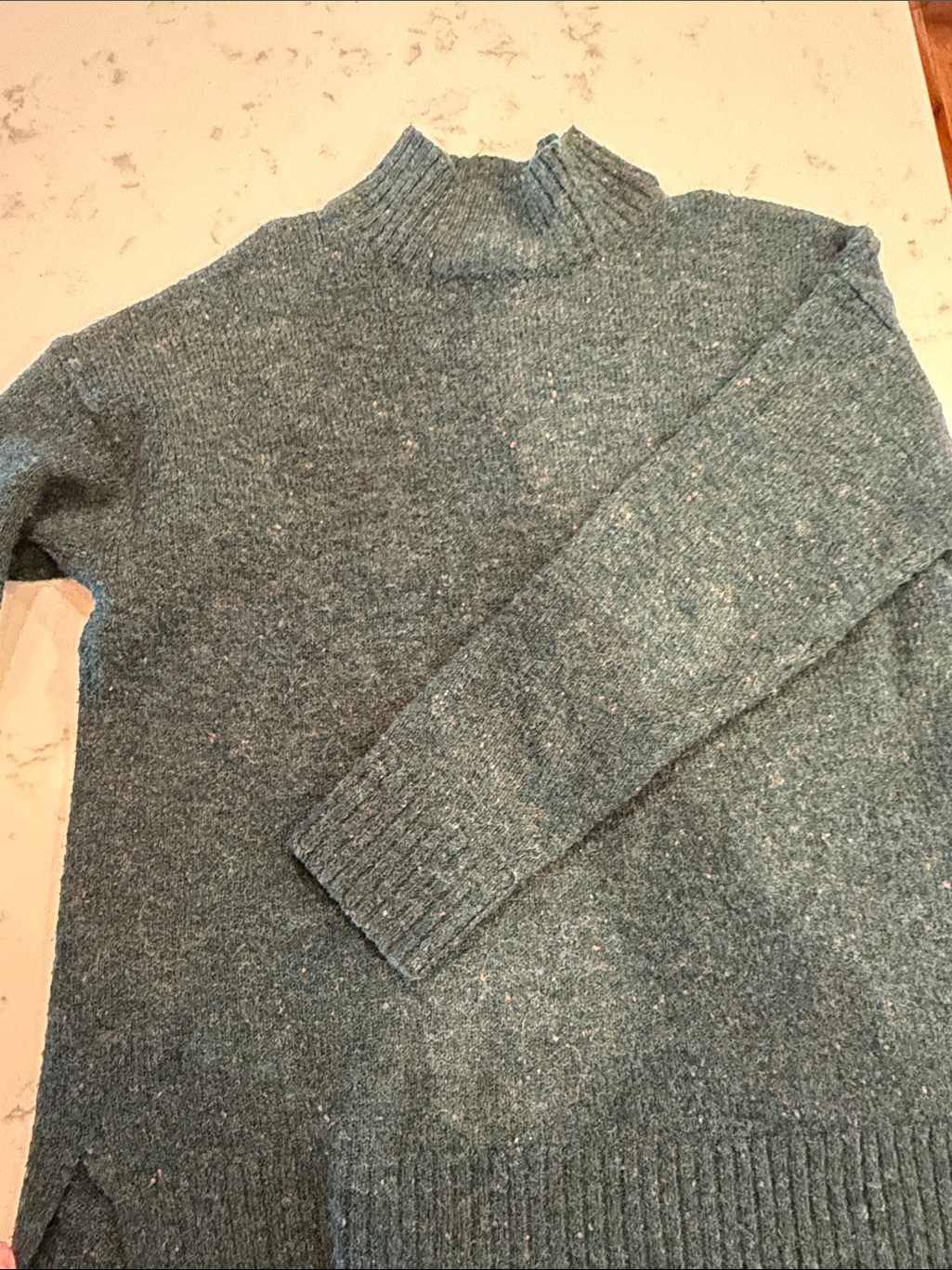 Womanâs Teal Marled Mock Neck Sweater